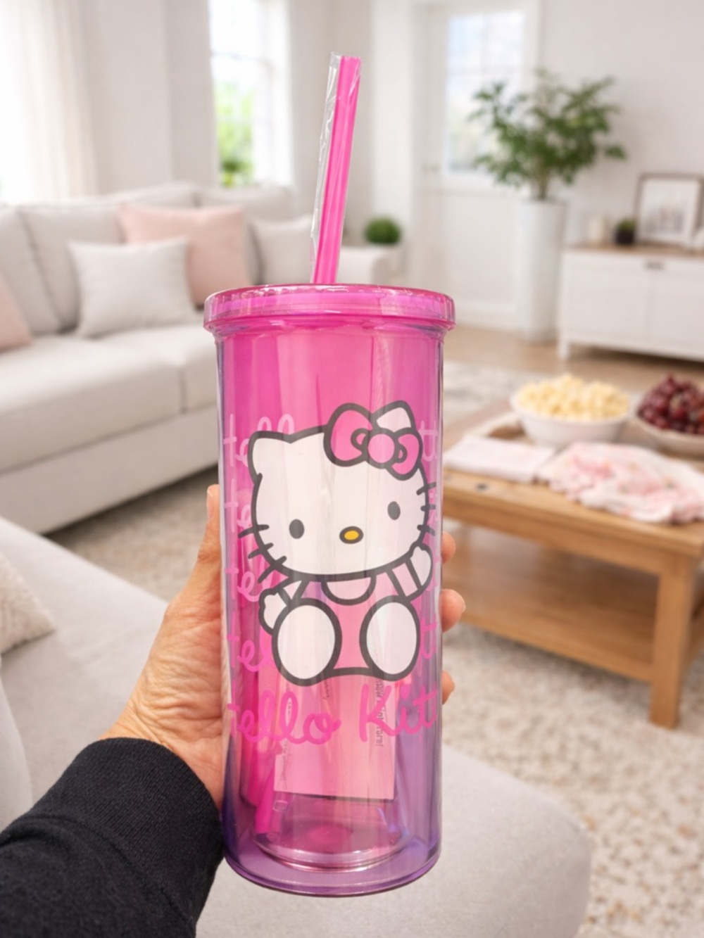 Sanrio Hello Kitty Berry Pink Acrylic Carnival Cup With Lid | Holds 20 Ounces